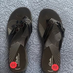 Clarks Women's Black Slide Sandals